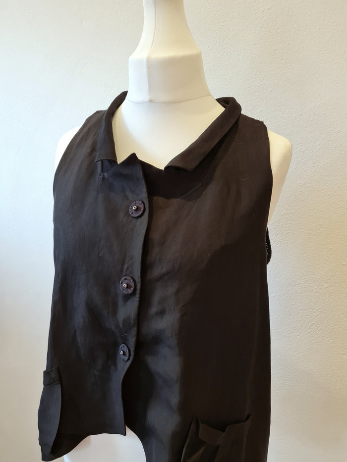 Crea Concept black mesh back waistcoat 44