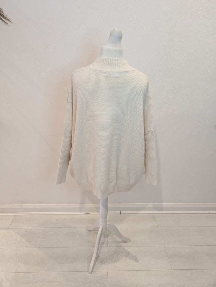 Cream fringed jumper One Size NWT £29.99