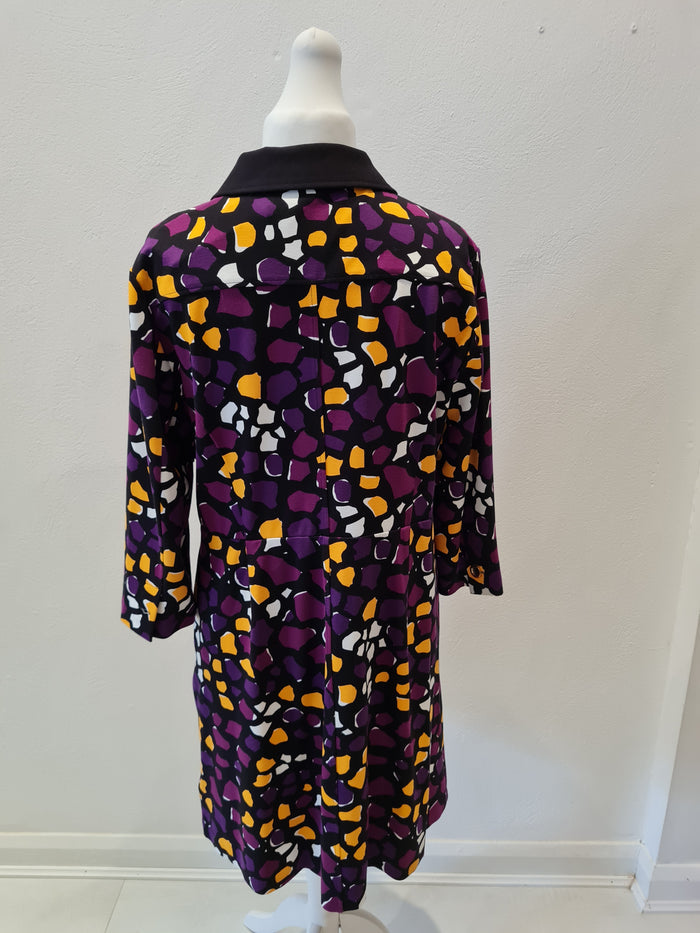 Damsel In A Dress Purple/Mustard Print Dress Size L