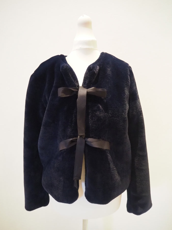 Daphnea Paris Navy Faux Fur Jacket Size Small