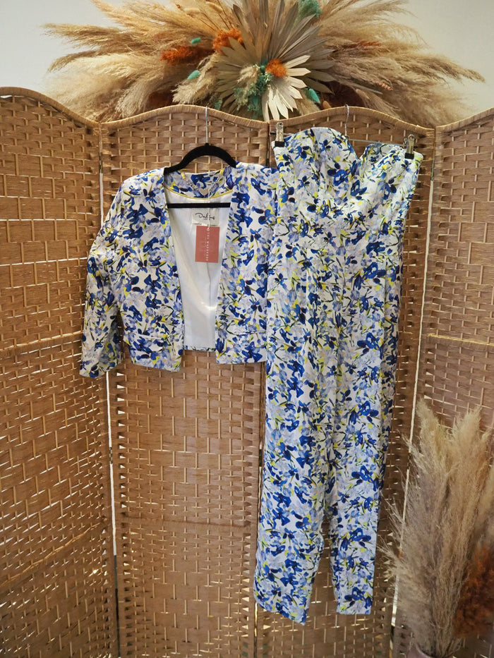 Darling Blue Floral Jumpsuit & Jacket Size 10/12