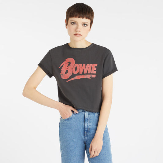 David Bowie Crop Top T Shirt - Logo Amplified