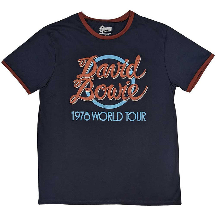 David Bowie Unisex Ringer T-shirt - 1978 World Tour Rock OFF