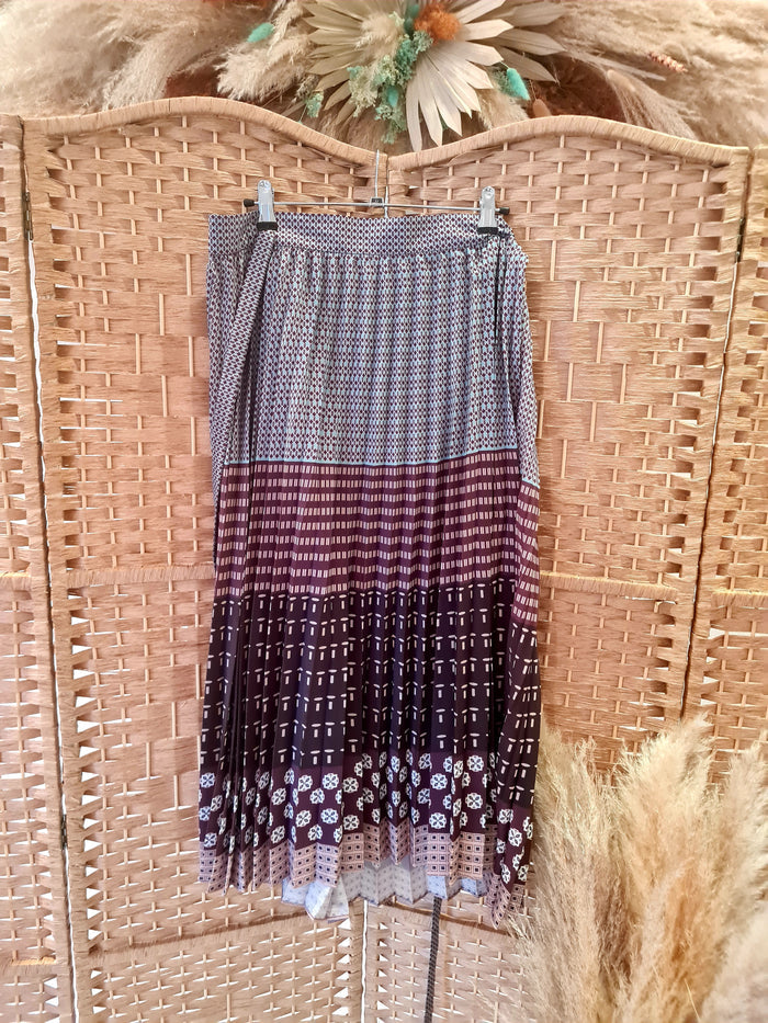 Day Birger et Mikkelsen Brown Multi Pleated Skirt 44 NWT