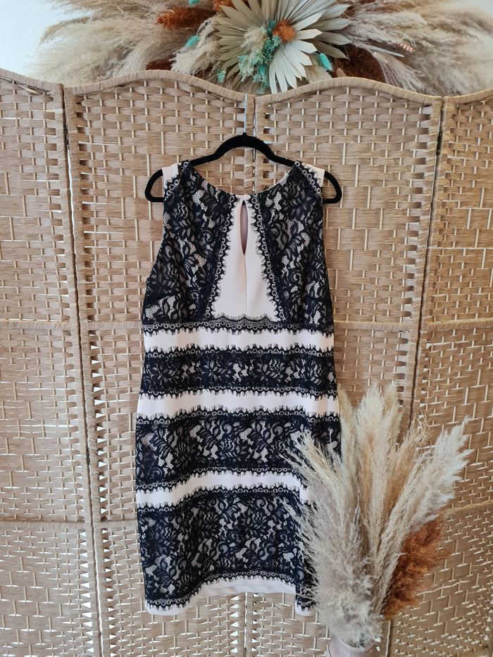 Debut Pink/black lace dress 20