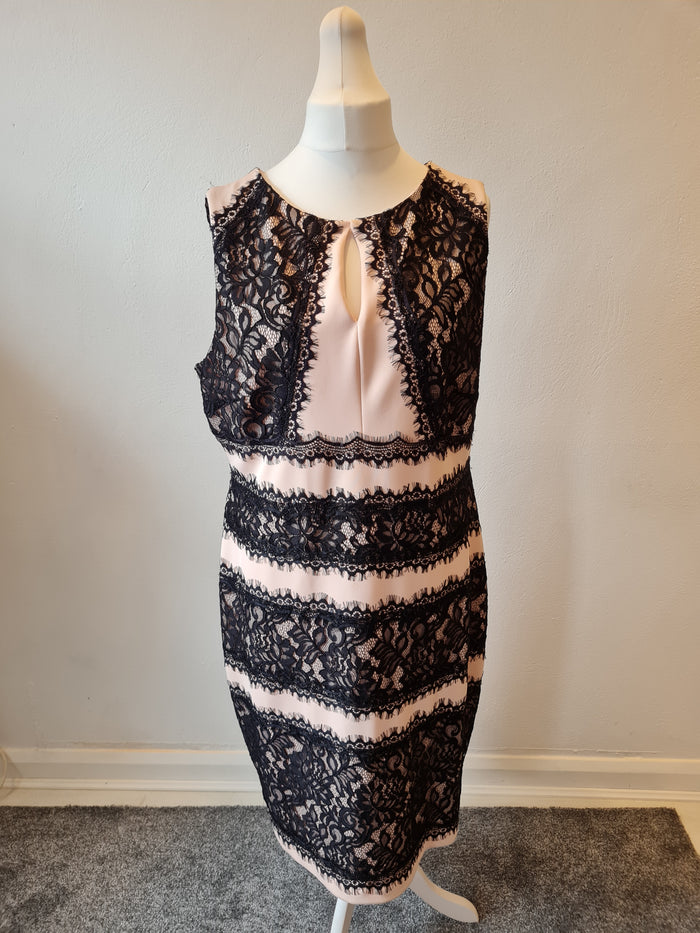 Debut Pink/black lace dress 20