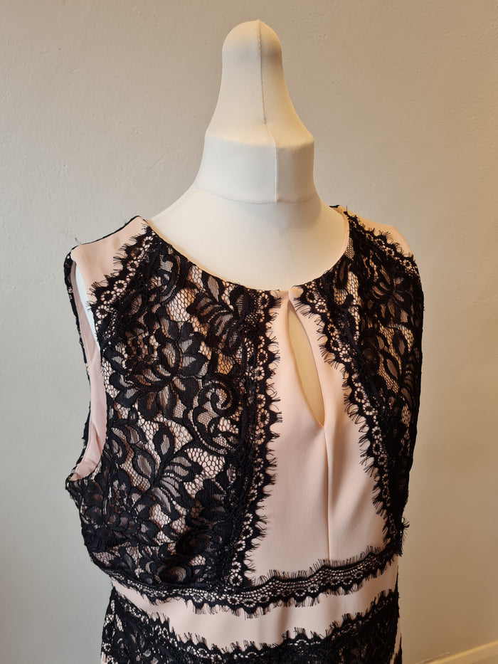 Debut Pink/black lace dress 20