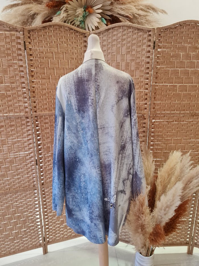Denim Print Long Line Jacket S