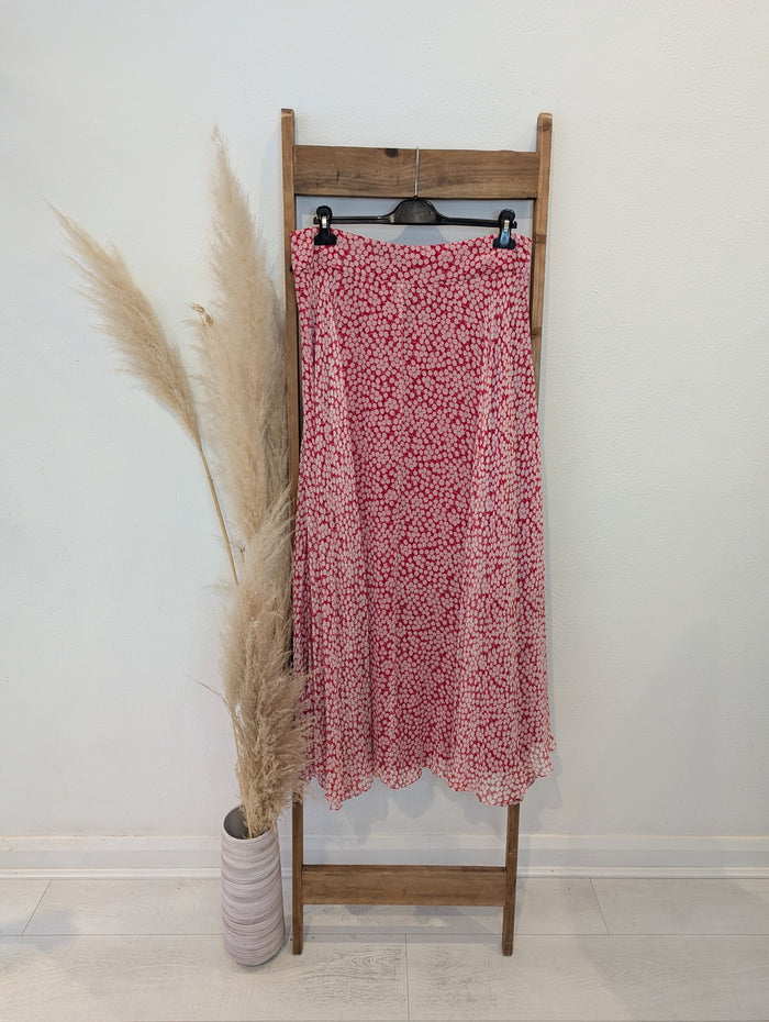 Diane Von Furstenberg Red Floral Maxi Skirt 16/18
