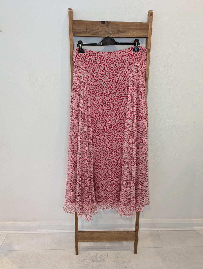 Diane Von Furstenberg Red Floral Maxi Skirt 16/18