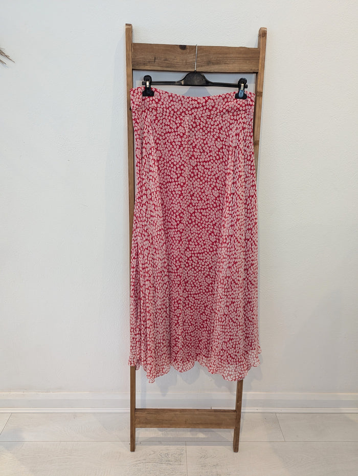 Diane Von Furstenberg Red Floral Maxi Skirt 16/18