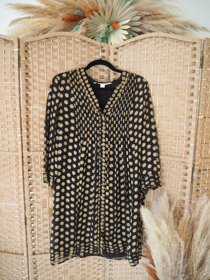 Diane Von Furstenburg Layla Black gold spot dress 8