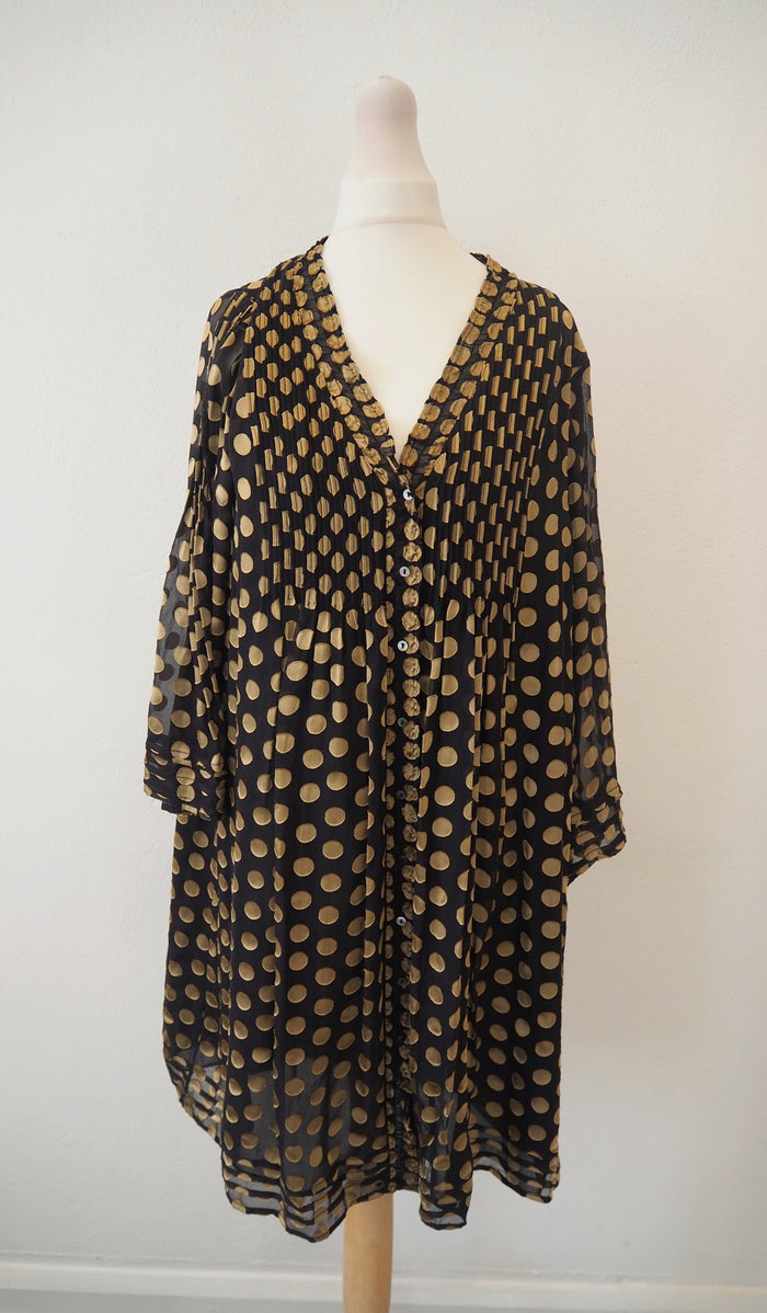 Diane Von Furstenburg Layla Black gold spot dress 8