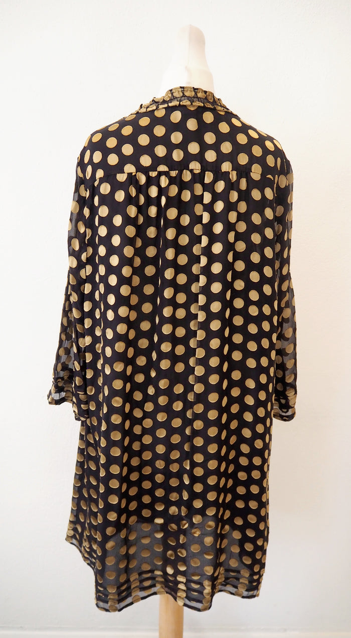 Diane Von Furstenburg Layla Black gold spot dress 8