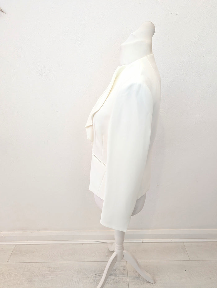 DKNY White Frill front Jacket 14 NWT