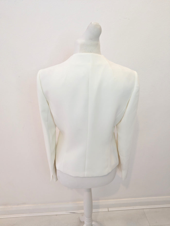 DKNY White Frill front Jacket 14 NWT