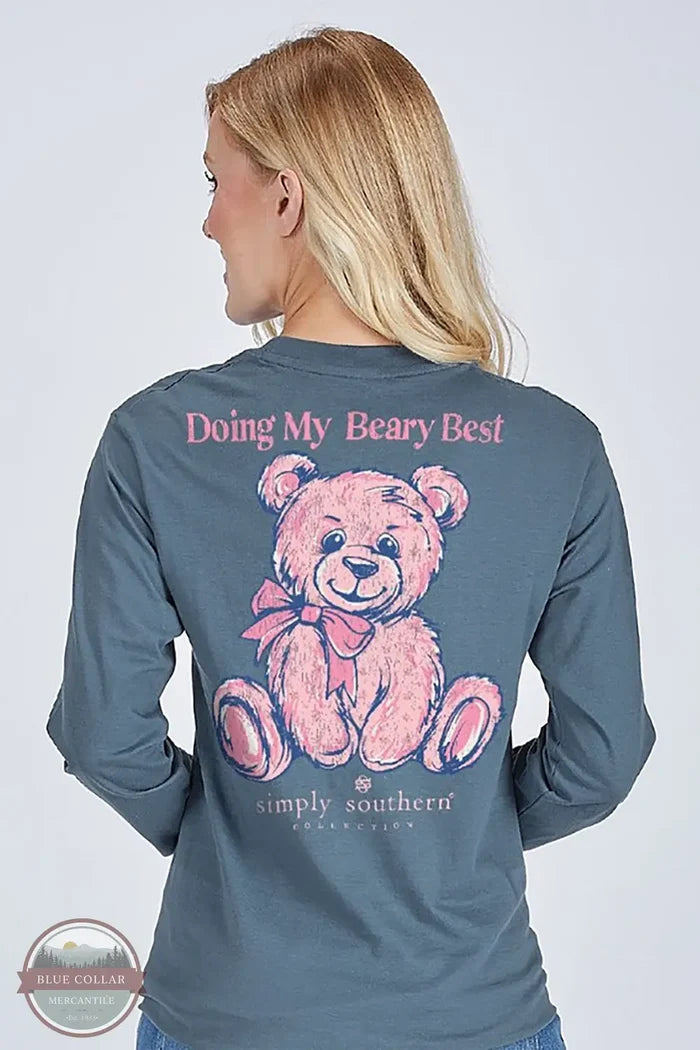 Simply Southern LS-TEDDYBEST-ICELAND Doing My Best Long Sleeve Shirt in Blue, model