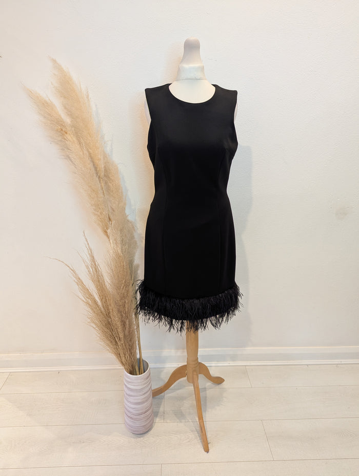 Donna Ricco New York Black Feather Trim Dress 10