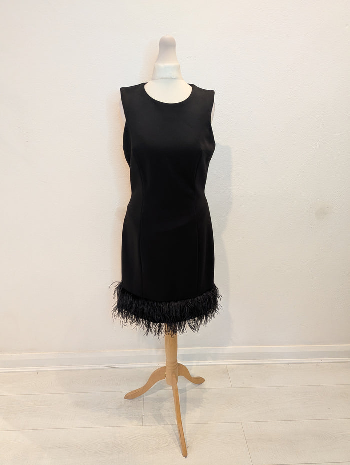 Donna Ricco New York Black Feather Trim Dress 10