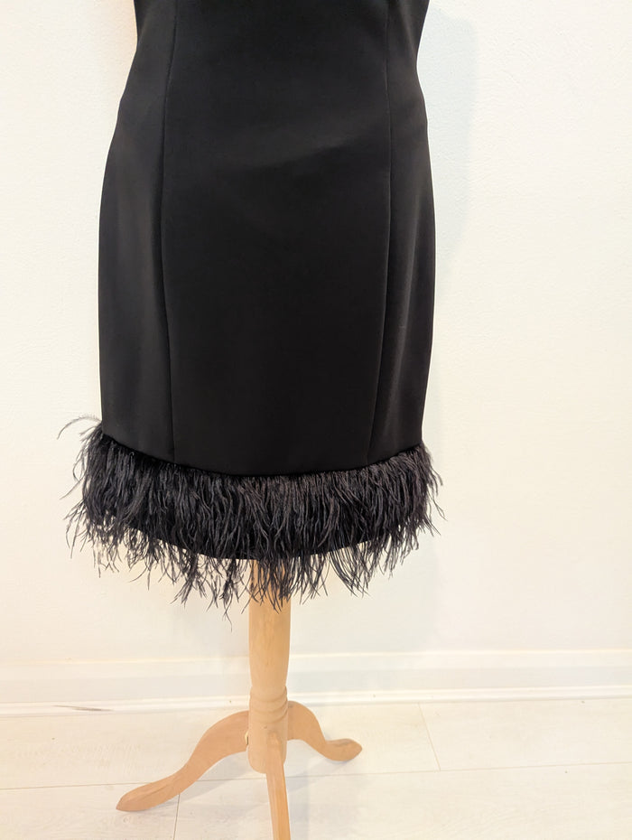 Donna Ricco New York Black Feather Trim Dress 10