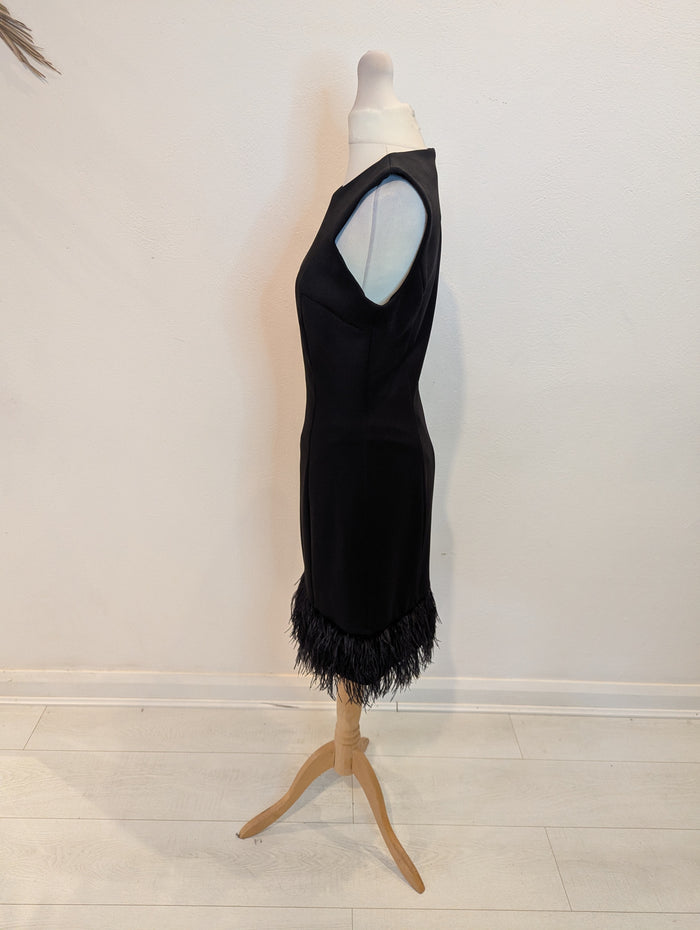 Donna Ricco New York Black Feather Trim Dress 10
