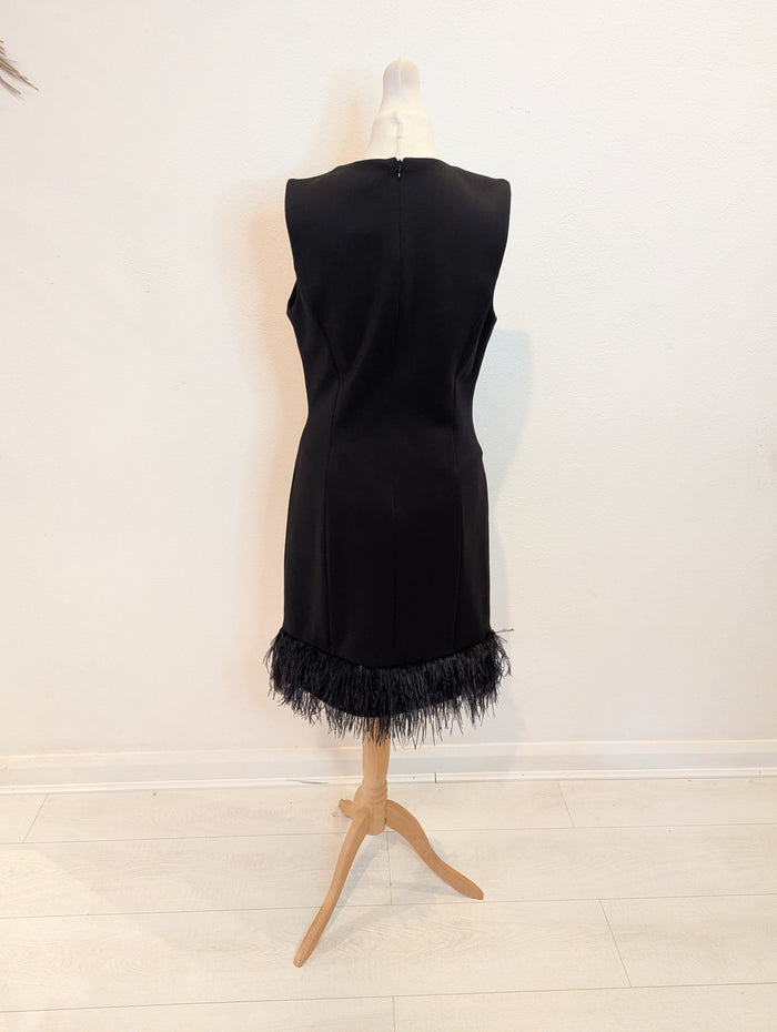 Donna Ricco New York Black Feather Trim Dress 10