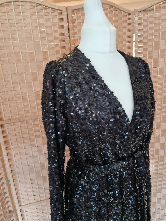 Dorothy Perkins Black Sequin Maxi Size 14 NWT