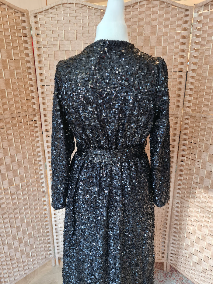 Dorothy Perkins Black Sequin Maxi Size 14 NWT