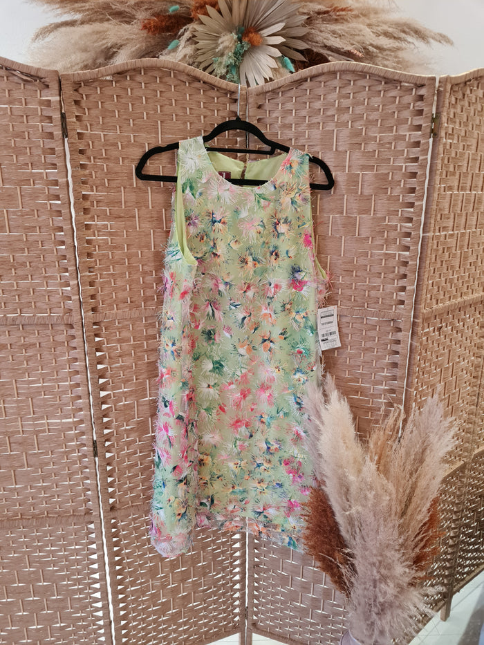 Dos Lime Embellished Shift Dress Size 20/22