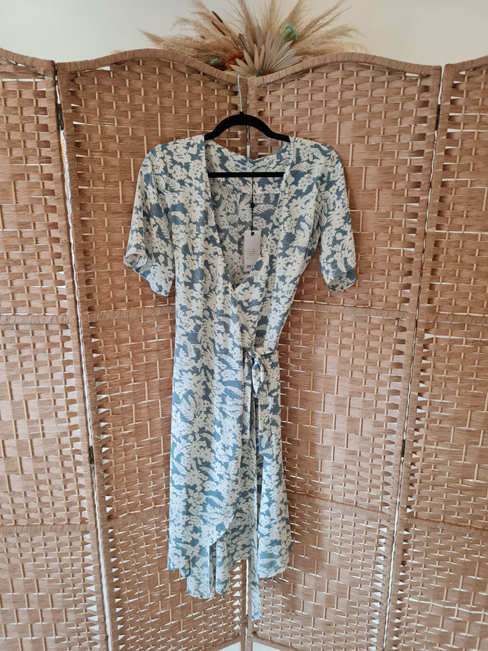Dry Lake Green/White Wrap Dress S NTW