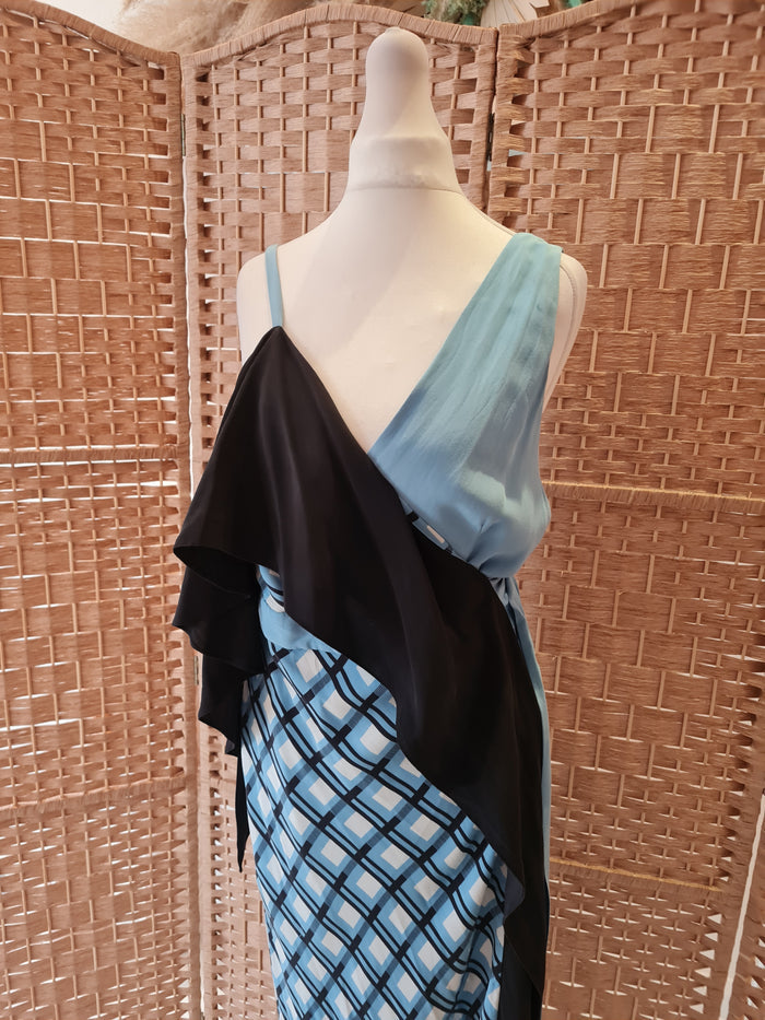 DVF Blue Pattern wrap dress 10