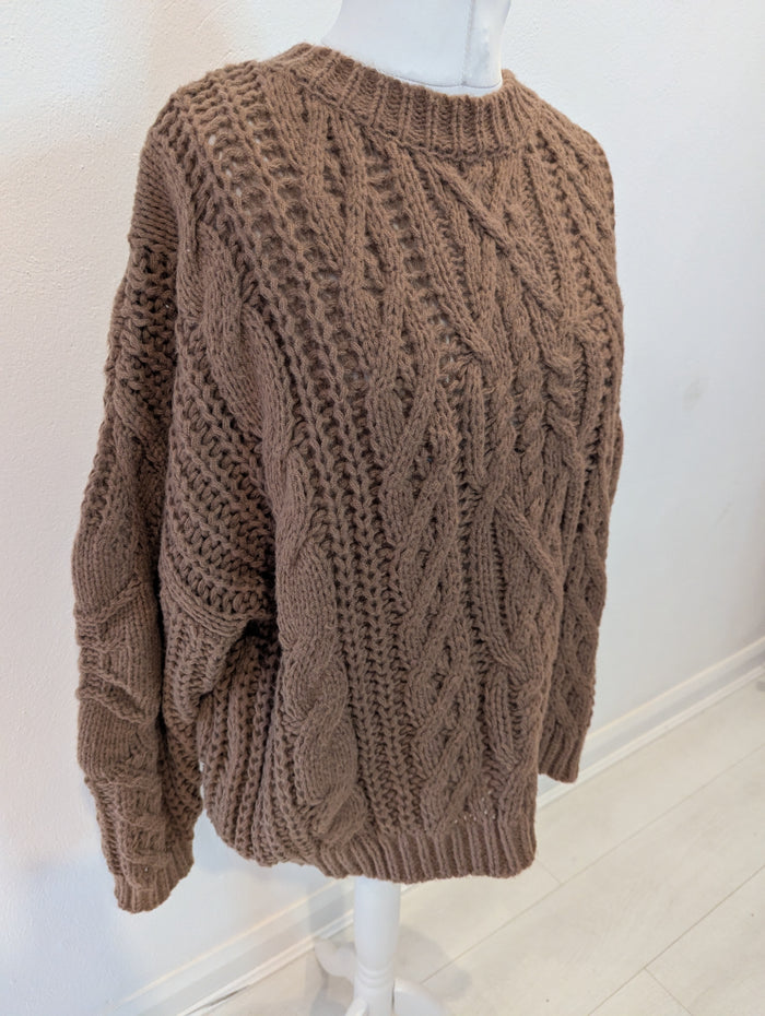 Elenza Brown Cable Knit S/M NWT £65
