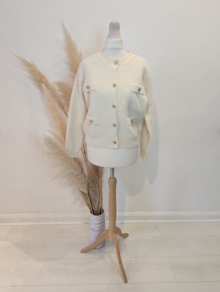 Elenza Cream Pocket Cardigan S/M NWT £65