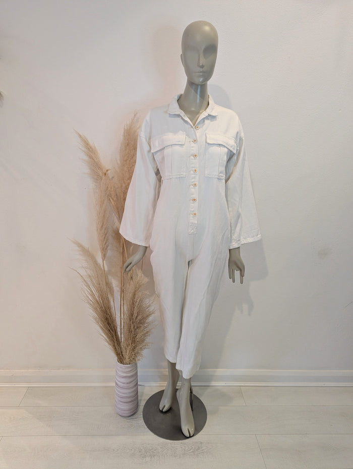 Elenza White Denim Jumpsuit S
