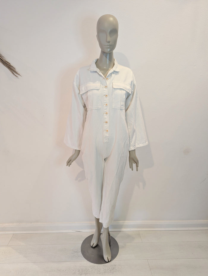 Elenza White Denim Jumpsuit S