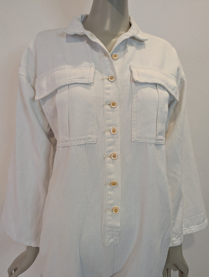Elenza White Denim Jumpsuit S