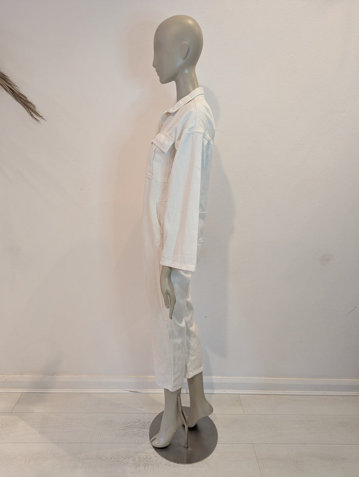 Elenza White Denim Jumpsuit S