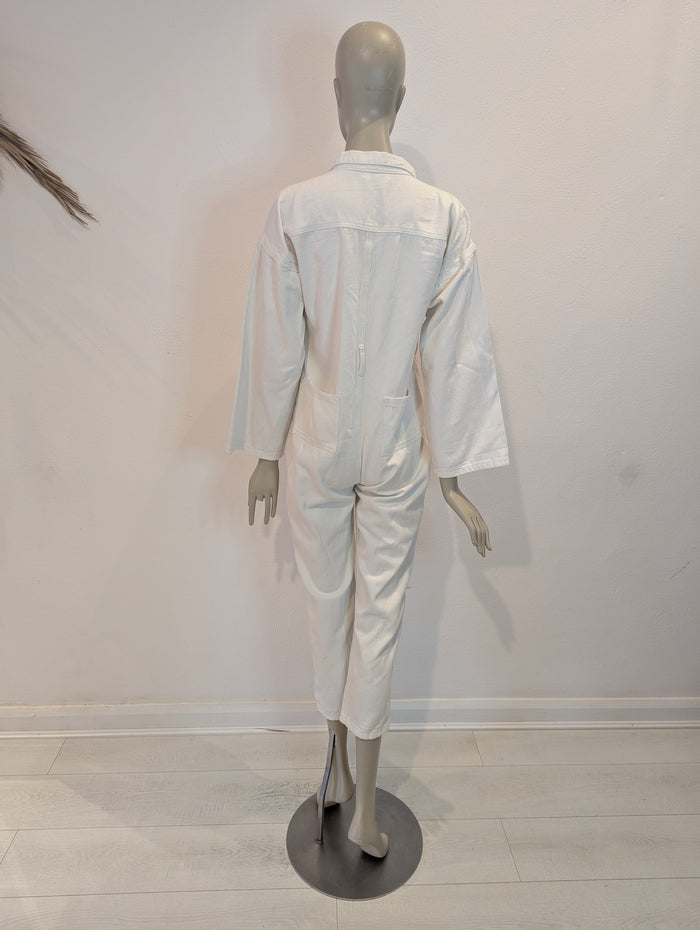 Elenza White Denim Jumpsuit S