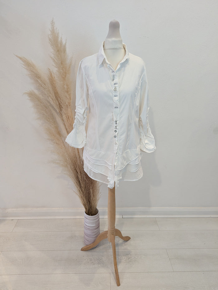 Elisa Cavaletti Club White Embellished Shirt Small