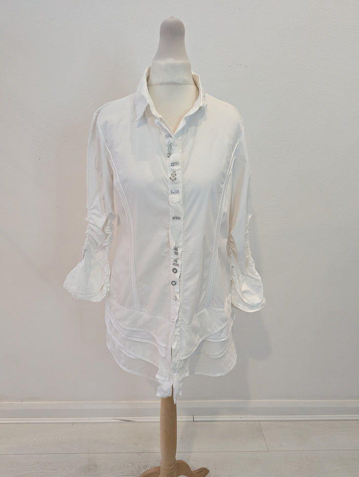 Elisa Cavaletti Club White Embellished Shirt Small