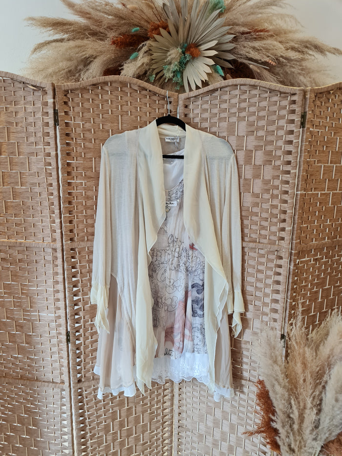 Eliza Cavaletti Cream Two Piece Size 12