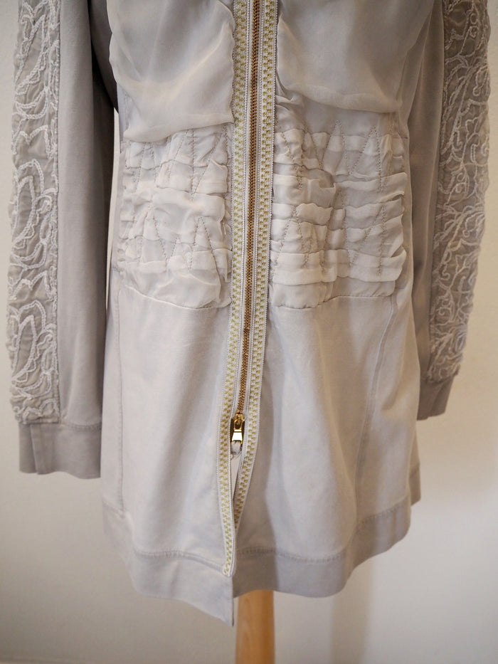 Eliza Cavaletti Grey Zip lace sleeve Jacket S