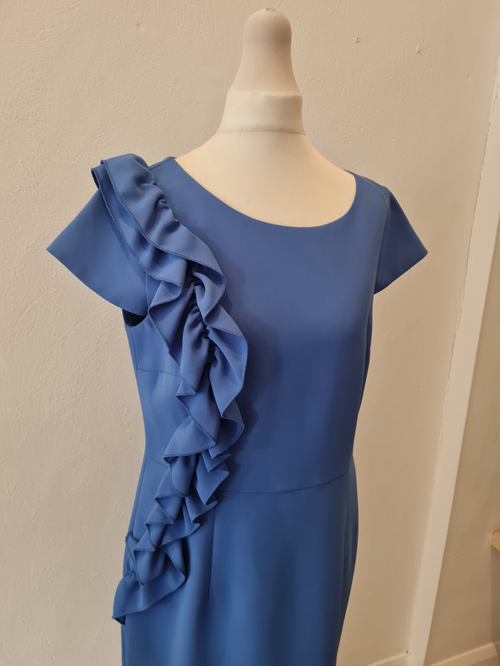 ELLA Bo Blue frill dress 12 RRP £135