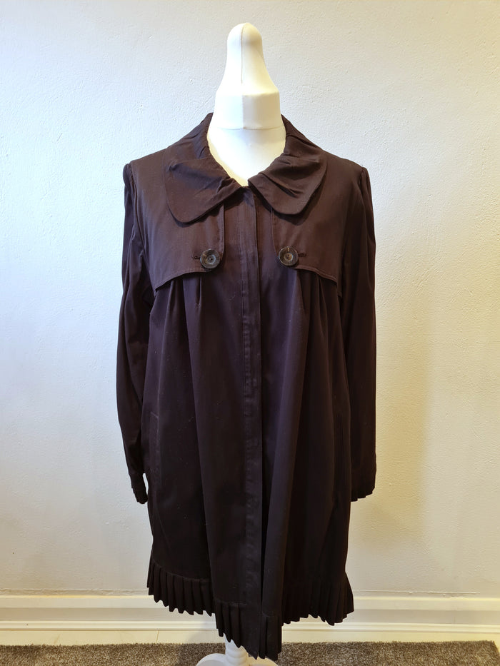 Elle black Pleated hem Coat Size XL