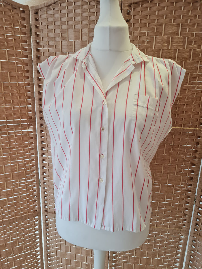Elle Erre - Cream and Red Pinstripe Top 12/14