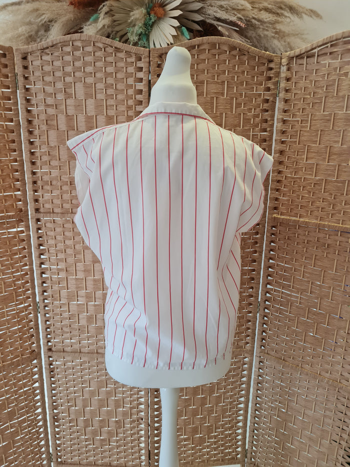 Elle Erre - Cream and Red Pinstripe Top 12/14