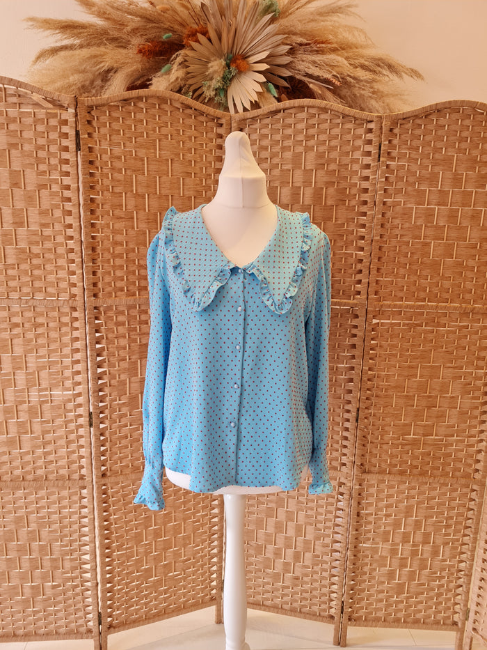 Elli White Blue/pink spot shirt L