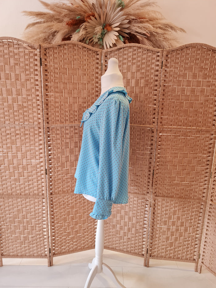 Elli White Blue/pink spot shirt L