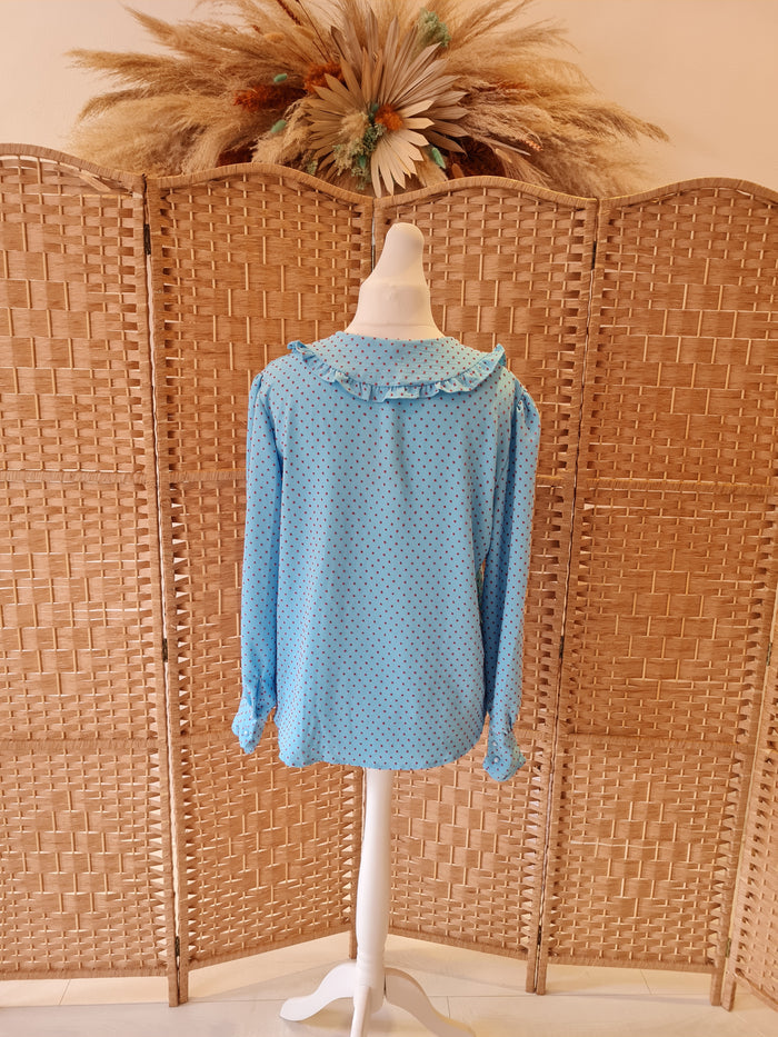 Elli White Blue/pink spot shirt L