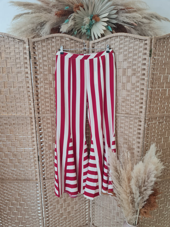 Elli White Red & White striped flares Size L